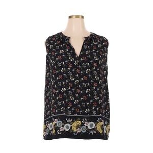 🌺 LOFT Floral Print Navy Blue Lightweight Sleeveless Blouse Size S
